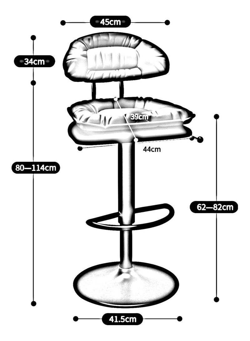 360° Swivel Bar Stools with Back & Footrest,Adjustable Height Bar Chair Ergonomic Counter Stool,Soft Comfy Barstools Armless Dining Chair for Kitchen Island Breakfast Dining Room Cafe
