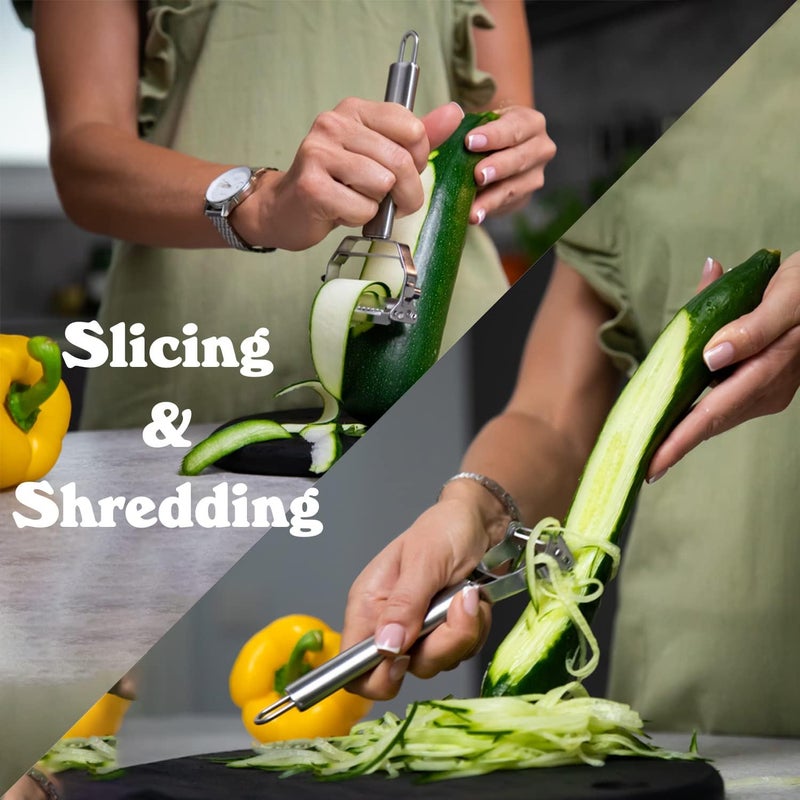Boxgear Stainless Steel Dual Blade Vegetable Peeler - Commercial Grade Julienne Cutter, Slicer, Shredder, Scraper - Fruit, Potatoes, Carrot, Cucumber - Kitchen, Home Staple - Housewarming Gift - Image 2