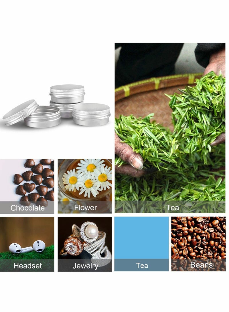 Round Aluminum Metal Tin Storage, 24 Pcs Jar Containers with Secure Screw Top Lids - Image 4