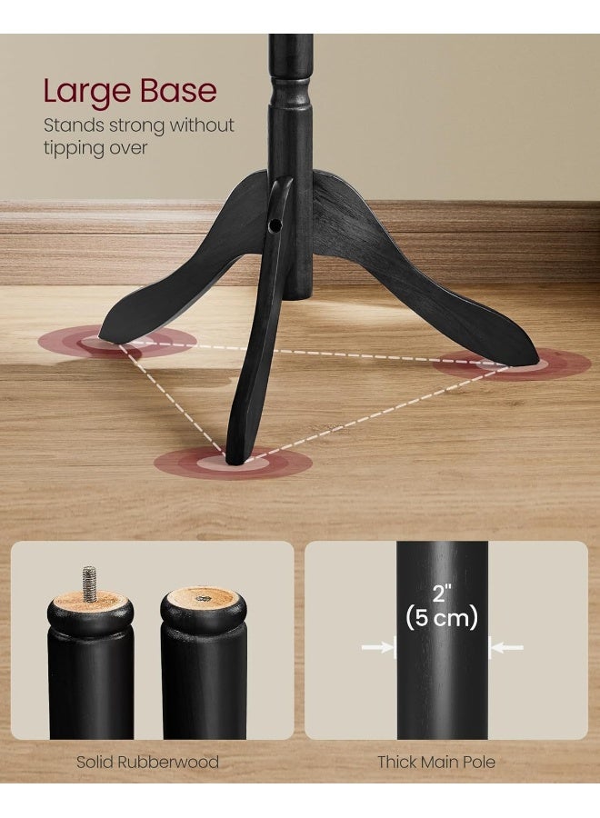 VASAGLE حامل ومعلاق معاطف من الخشب الصلب، شجرة معاطف قائمة بذاتها مع 10 خطافات للقبعات، الحقائب، والمحافظ، لمدخل المنزل، الممر، خشب المطاط، أسود حبر - Image 4