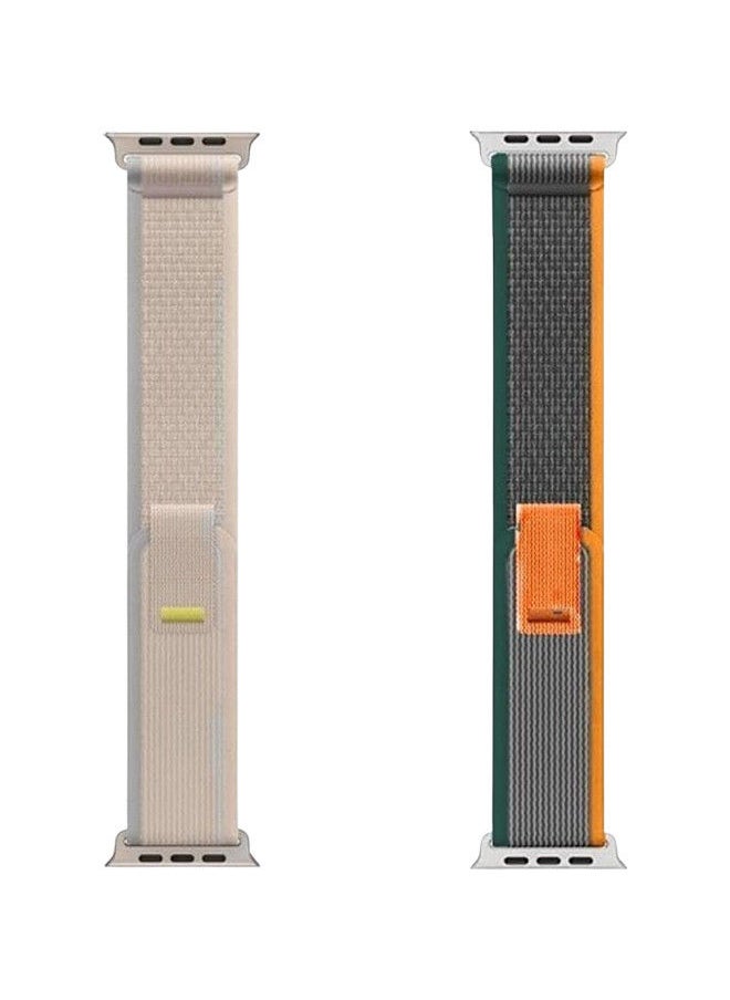 YOMNA (Pack of 2)YOMNA Trail Loop Compatible with Apple Watch Band 49/45/44/42mm, Nylon Weave Sport Loop Men Women Adjustable Pull Tab Strap for Apple Watch Ultra iWatch All Series-(Orange/Beige)  - Image 4