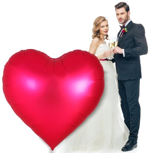MiniInflat Valentines Day 60 Inch Large Heart Balloon Huge Hot Pink Heart Shape Foil Balloon Wedding Engagement Anniversary Baby Shower Party Decoration - Image 1