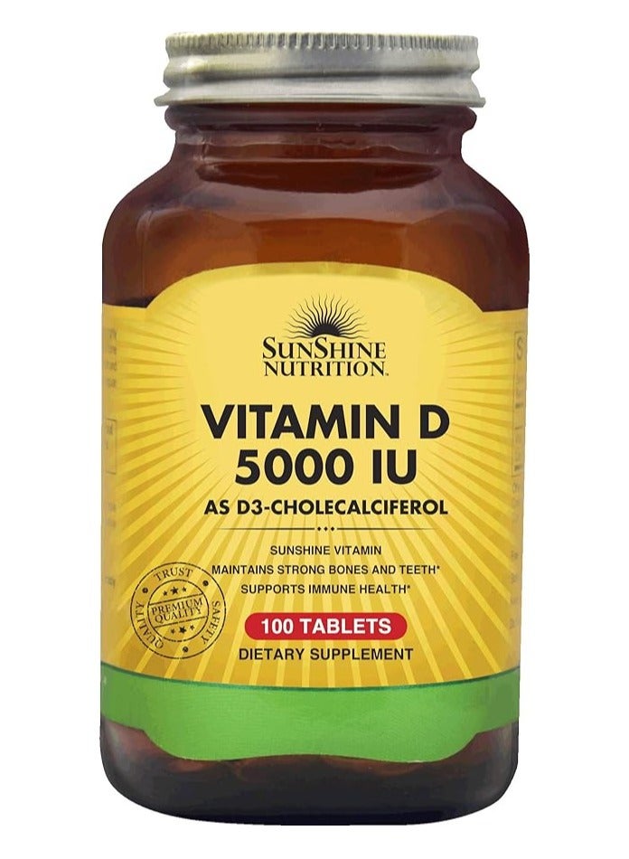 SUNSHINE NUTRITION Sunshine Nutrition Vitamin D 5000 IU 100 Tablets 