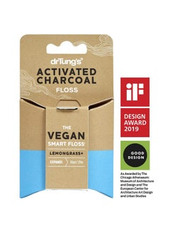 drTung's Vegan Activated Charcoal Floss Natural Lemongrass Flavor Dental Floss 1 Pack  - Image 2