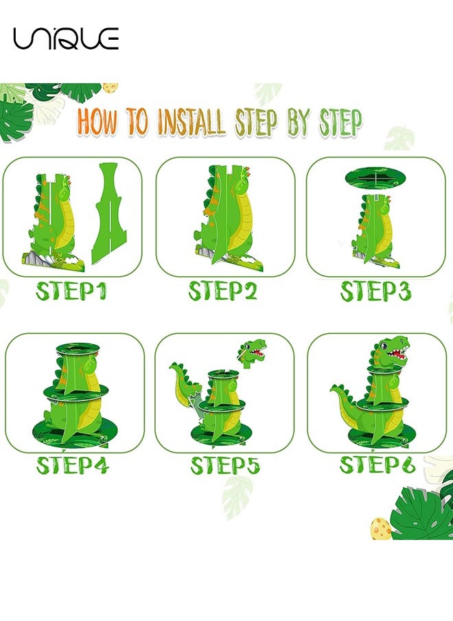 Unique - 3D Dinosaur Cupcake Stand - for Dinosaur Party Supplies - Cupcake Holder for Dinosaur Theme Birthday Party Decorations Jurassic Party Favors - Dinosaur Theme Cake Topper - Image 1