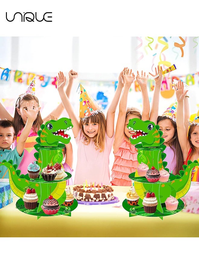 Unique - 3D Dinosaur Cupcake Stand - for Dinosaur Party Supplies - Cupcake Holder for Dinosaur Theme Birthday Party Decorations Jurassic Party Favors - Dinosaur Theme Cake Topper - Image 1
