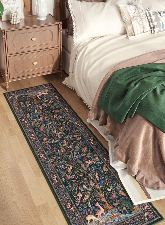 Rugcomf Runner Rug Vibrant Tree of Life-Patterned Vintage Kitchen Rugs Non Slip Washable Soft Carpet Runner for Laundry Bedroom Bathroom, Green - Image 3