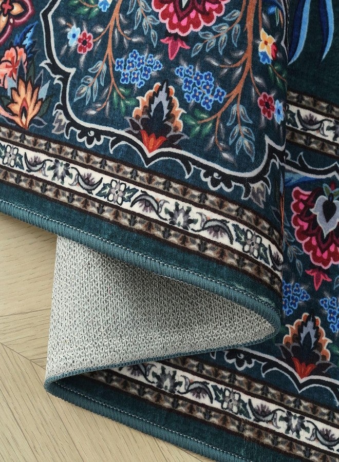 Rugcomf Runner Rug Vibrant Tree of Life-Patterned Vintage Kitchen Rugs Non Slip Washable Soft Carpet Runner for Laundry Bedroom Bathroom, Green - Image 5