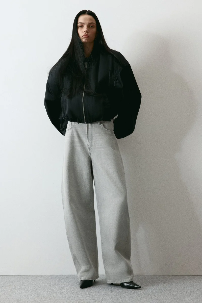 اتش اند ام جينز بخصر عالي وساق باريل