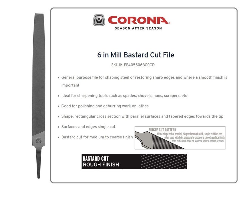 Corona FE405506BC0CD Mill Bastard Cut File Carded, 6-Inch - Image 2