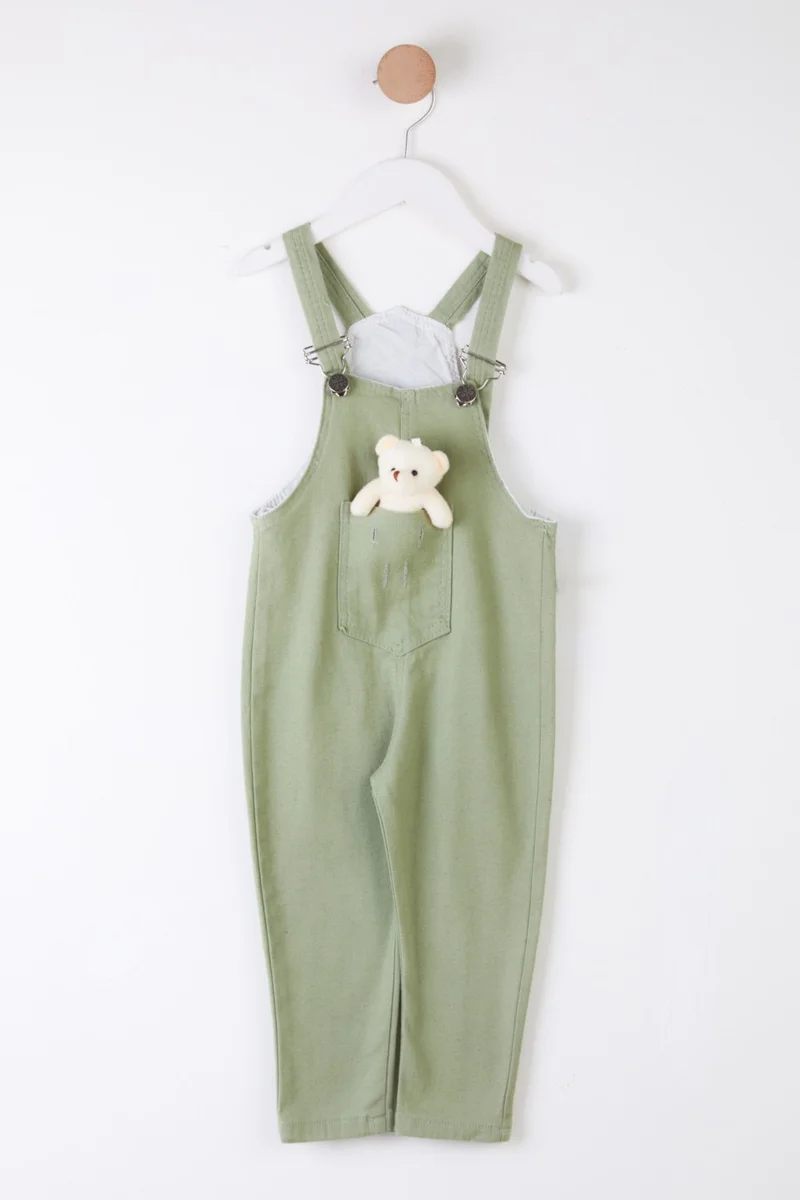 Tofisa Girls Khaki Teddy Bear Overalls - 25358