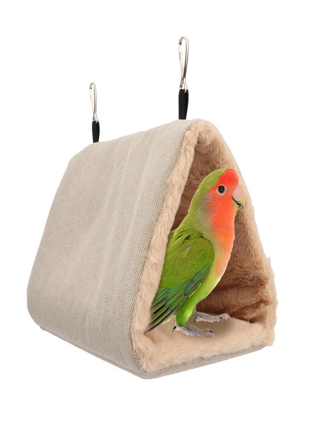 Litewoo Winter Warm Bird Nest House Hanging Hammock Shed Hut Cotton Parrot Sleeping Bed Plush Double Access Birds Hut Hideaway Tent for Parrot Parakeet Cockatiel Cockatoo Budgie Lovebirds (M/Beige) - Image 1