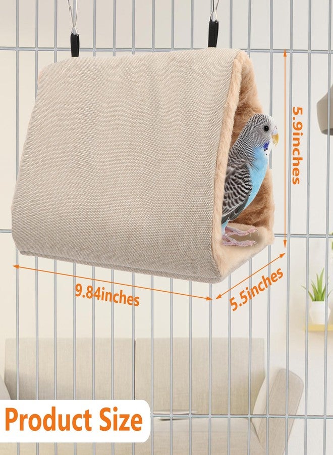Litewoo Winter Warm Bird Nest House Hanging Hammock Shed Hut Cotton Parrot Sleeping Bed Plush Double Access Birds Hut Hideaway Tent for Parrot Parakeet Cockatiel Cockatoo Budgie Lovebirds (M/Beige) - Image 2