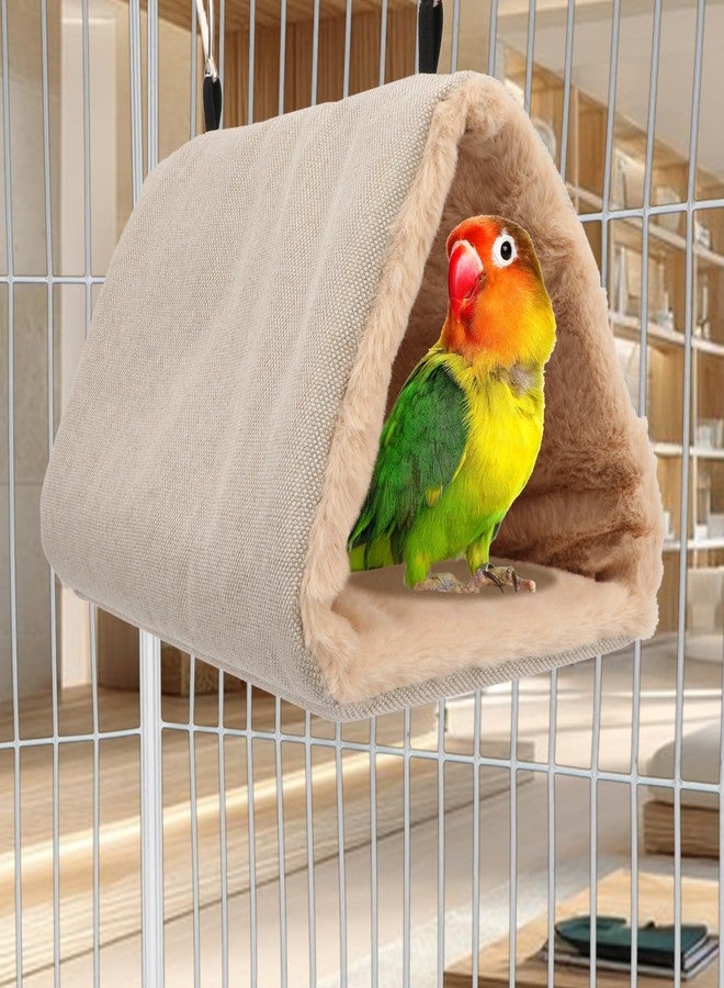 Litewoo Winter Warm Bird Nest House Hanging Hammock Shed Hut Cotton Parrot Sleeping Bed Plush Double Access Birds Hut Hideaway Tent for Parrot Parakeet Cockatiel Cockatoo Budgie Lovebirds (M/Beige) - Image 5