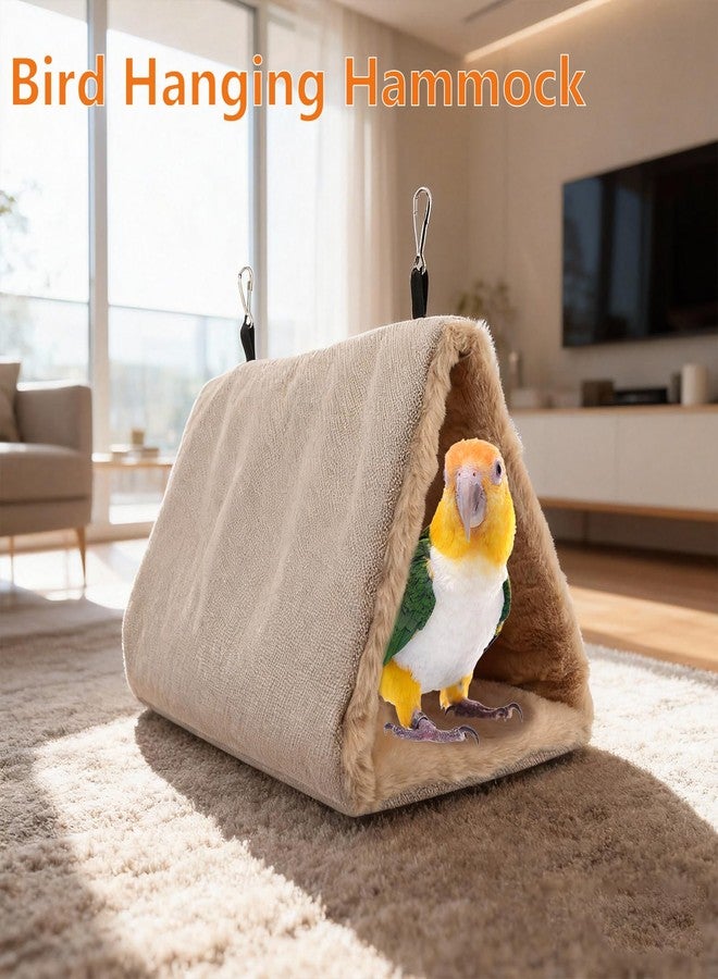 Litewoo Winter Warm Bird Nest House Hanging Hammock Shed Hut Cotton Parrot Sleeping Bed Plush Double Access Birds Hut Hideaway Tent for Parrot Parakeet Cockatiel Cockatoo Budgie Lovebirds (M/Beige) - Image 4