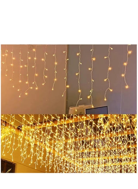 Icicle String Lights, 35Ft/10M, 240 LEDs Waterproof for Bedroom Patio Yard Garden Wedding Party-Outdoor Indoor Decoration Curtain Fairy Hanging Lights String Warm White