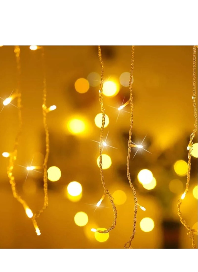 Icicle String Lights, 35Ft/10M, 240 LEDs Waterproof for Bedroom Patio Yard Garden Wedding Party-Outdoor Indoor Decoration Curtain Fairy Hanging Lights String Warm White