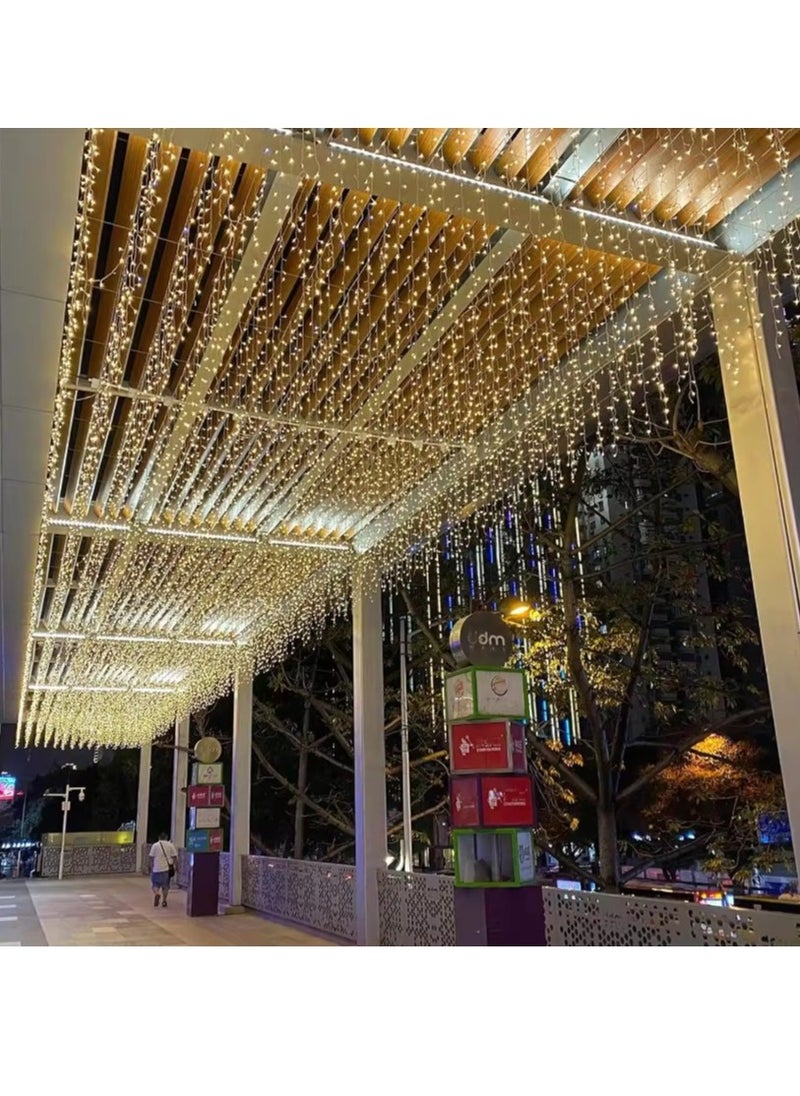Icicle String Lights, 35Ft/10M, 240 LEDs Waterproof for Bedroom Patio Yard Garden Wedding Party-Outdoor Indoor Decoration Curtain Fairy Hanging Lights String Warm White