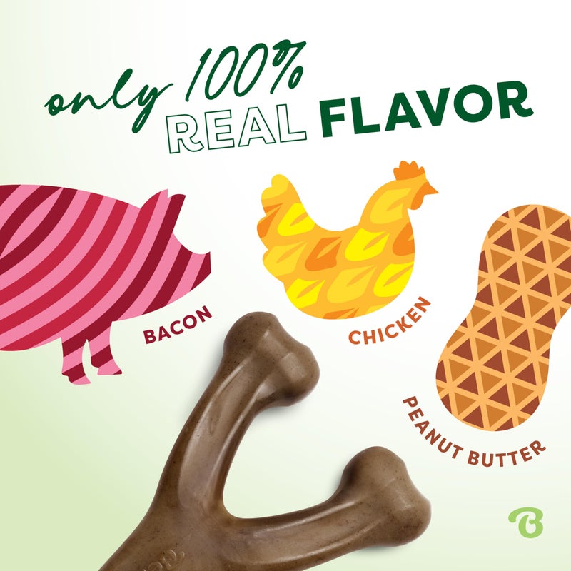 Benebone Large 3-Pack, Benebone Wishbone Durable Dog Chew Toy for Aggressive Chewers, Real Bacon, Chicken, Peanut Butter, Made in USA, Variety Pack - Image 2