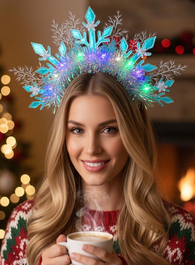 Fstrend LED Snowflake Christmas Headband, Light Up Glowing Hair Hoop with Sparkly Lights for Women Holiday Party Accessories - Image 5