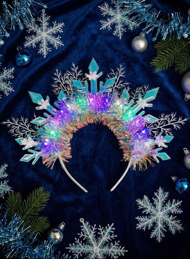 Fstrend LED Snowflake Christmas Headband, Light Up Glowing Hair Hoop with Sparkly Lights for Women Holiday Party Accessories - Image 2