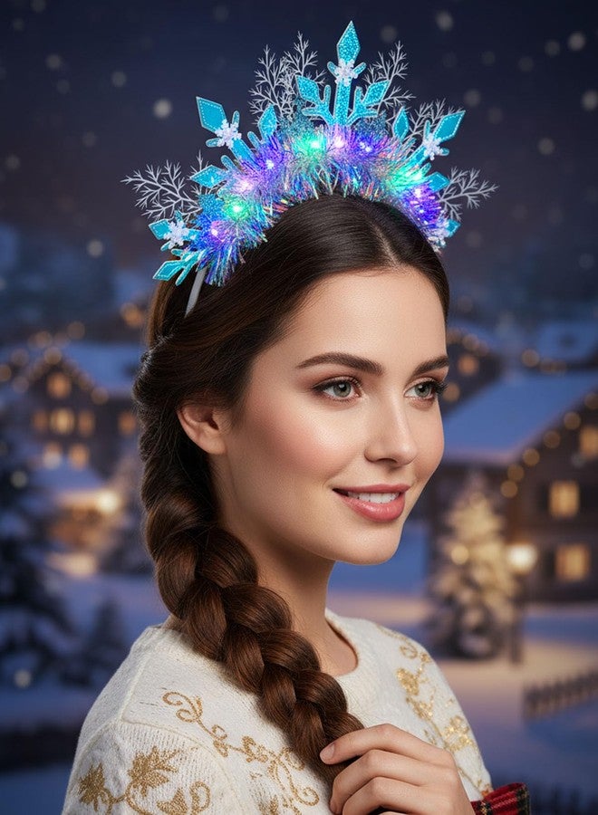 Fstrend LED Snowflake Christmas Headband, Light Up Glowing Hair Hoop with Sparkly Lights for Women Holiday Party Accessories - Image 4
