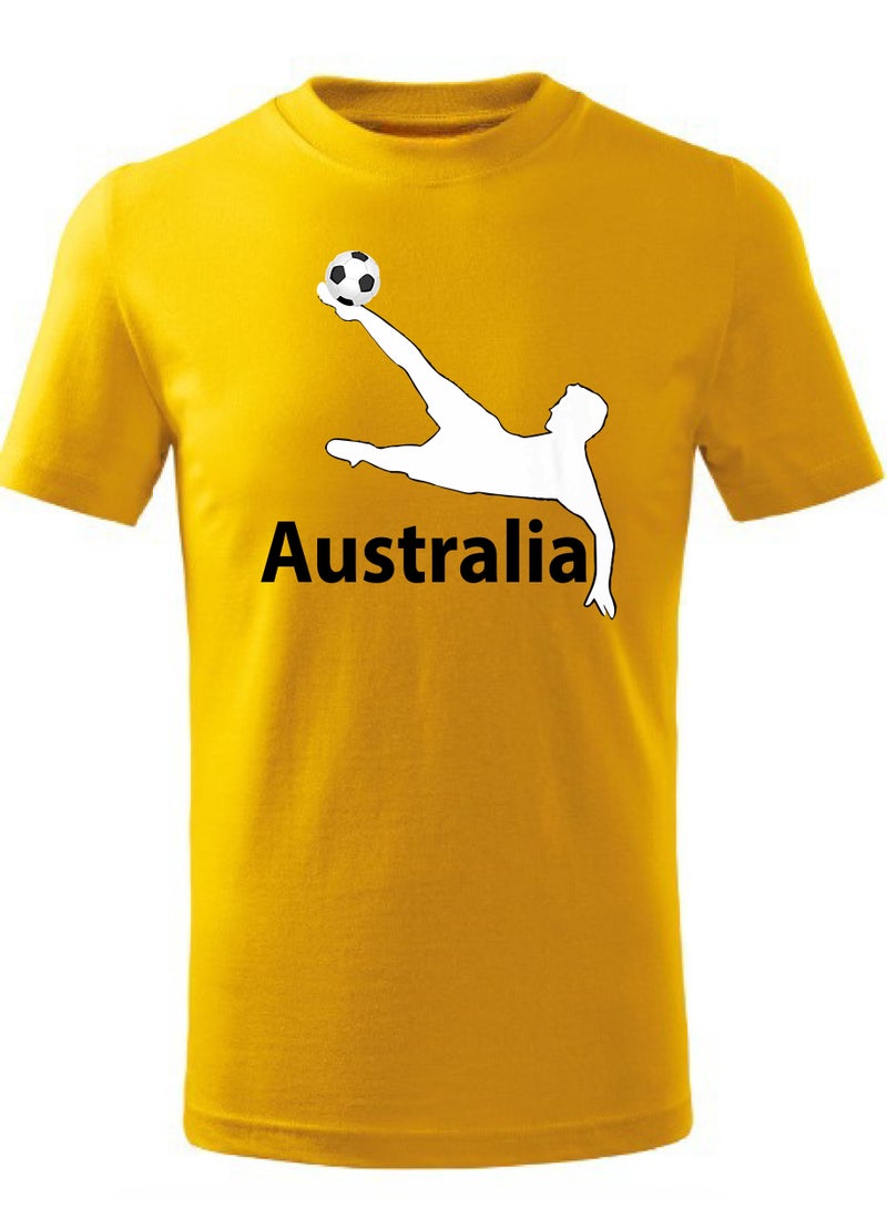 Australia Football Team World Fans printed T shirts Supporting The Team Football Team Jersey T shirts For Men | Women | Kids to win the cup (Yellow)  - Image 1