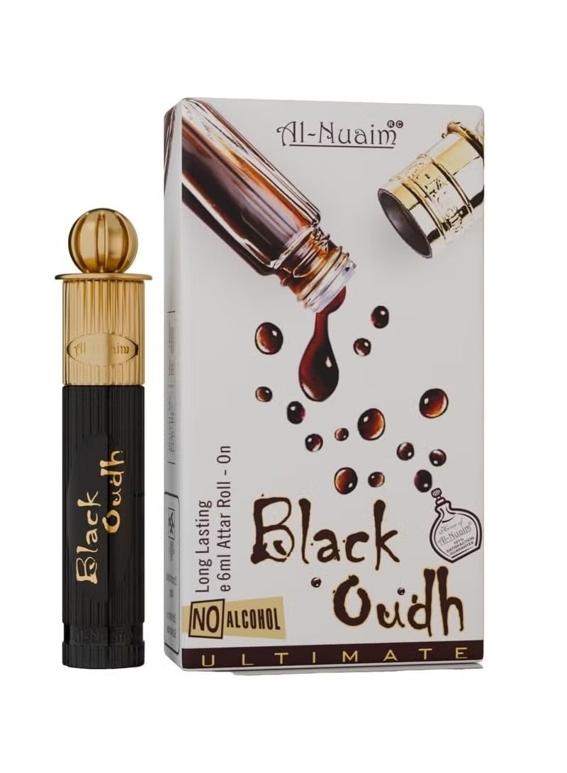 Al Nuaim Al-Nuaim Black Oud Attar Roll On Perfume Oil 6ml for Men & Women, Alcohol-Free Concentrated Arabian Woody Musk Fragrance - Image 1