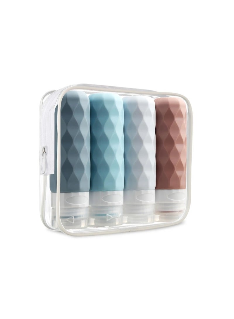 مجموعة من 4 قطع من إكسسوارات السفر زجاجات أساسية لمستلزمات النظافة خالية من مادة BPA ومضادة للتسرب وقابلة للعصر وحاويات بحجم السفر - Image 1