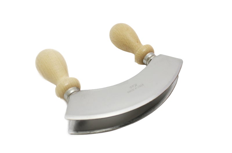 CALDER Double Blade Mezzaluna Stainless Steel and Wooden Handles 