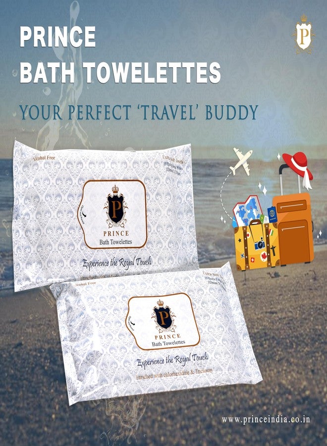 Prince Bath Towelettes | Cleansing Wet Bed Bath Wipes for Adults | Body Sponging | Extra Large, 10 Wipes/Pack (Pack of 2), 20 Wipes - Image 4