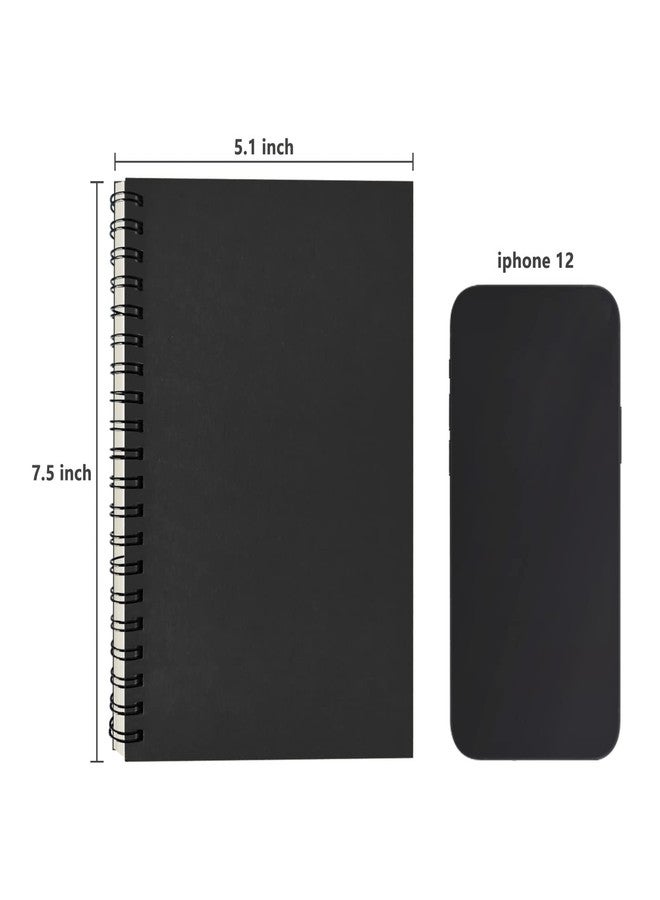 DSTELIN Blank Spiral Notebook, 2-Pack, Soft Cover, Sketch book, 100 Pages / 50 Sheets, 7.5 inch x 5.1 inch, 100GSM, (Black) - Image 3