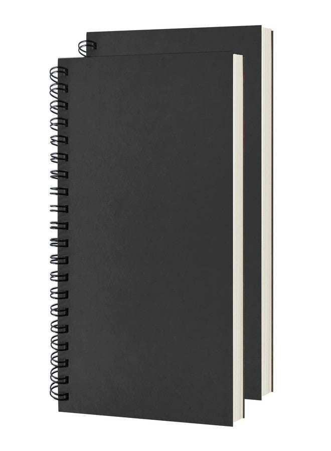 DSTELIN Blank Spiral Notebook, 2-Pack, Soft Cover, Sketch book, 100 Pages / 50 Sheets, 7.5 inch x 5.1 inch, 100GSM, (Black) - Image 1