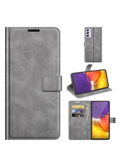 Generic Case Cover For Samsung Galaxy A82 5G/Quantum 2 Retro Calf Pattern Buckle Horizontal Flip Leather Case with Holder & Card Slots & Wallet Gray 