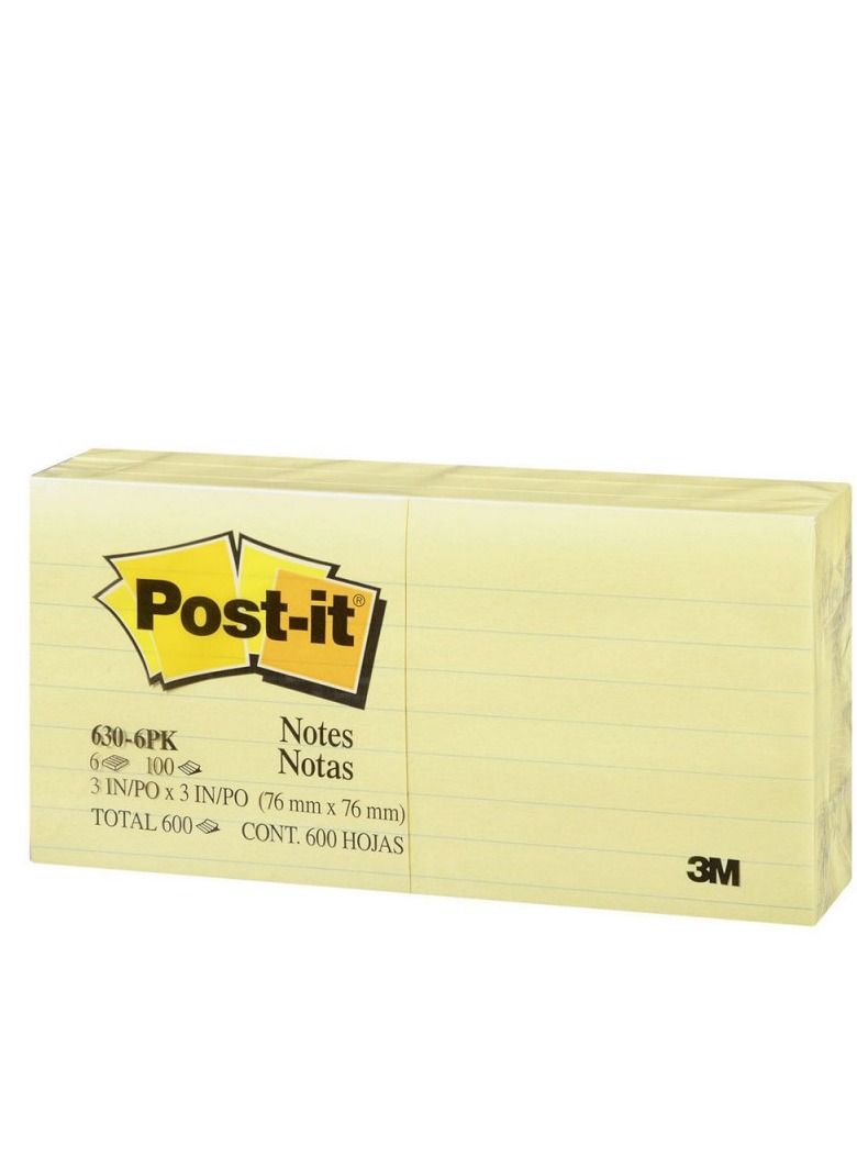 Post It ملاحظات لاصقة 4 قطع من Post-it باللون الأصفر مقاس 3x3 مسطرة 3M 630SS (76X76 مم) - Image 2