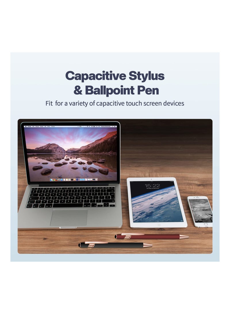 KASTWAVE Ballpoint Pen with Stylus Tip, 8 Pieces Black Ink Metal Pen Stylus for Touch Screens for Office School Stationery Supplies Tablets and More (Red, Green, Navy, Black) - Image 4