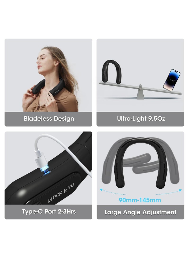 عام مروحة رقبة محمولة، مروحة شخصية مع شاشة LED، قابلة لإعادة الشحن عبر USB-C، بطارية 6000 مللي أمبير في الساعة، تعديل 360 درجة، 3 سرعات وتشغيل هادئ، مثالية للمنزل - Image 5