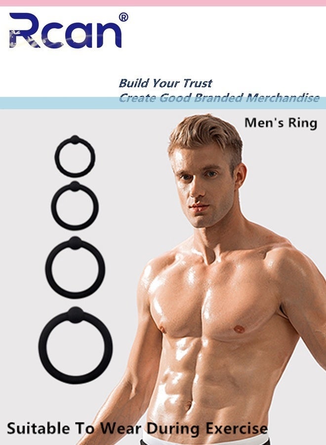 Rcan 4 Pcs Simple Soft Silicone Ring Exercise Style Finger Ring Stackable Ring  Gifts for Men - Image 1