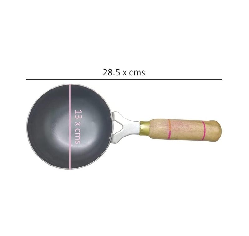 Sai Tradelink Iron 2mm Thickness Tadka PanFry PanLohaLokhandSpice Heating PanVaghar PanThalipu Karandi with Handle Black_5 inch - Image 4