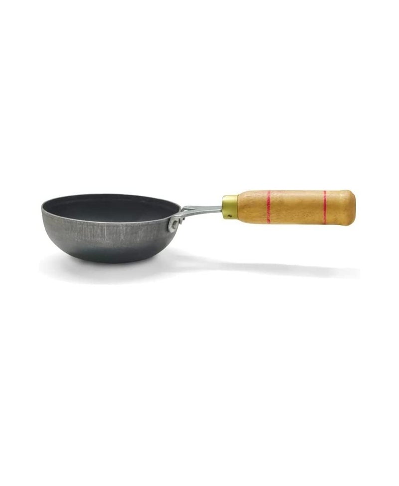 Sai Tradelink Iron 2mm Thickness Tadka PanFry PanLohaLokhandSpice Heating PanVaghar PanThalipu Karandi with Handle Black_5 inch - Image 5