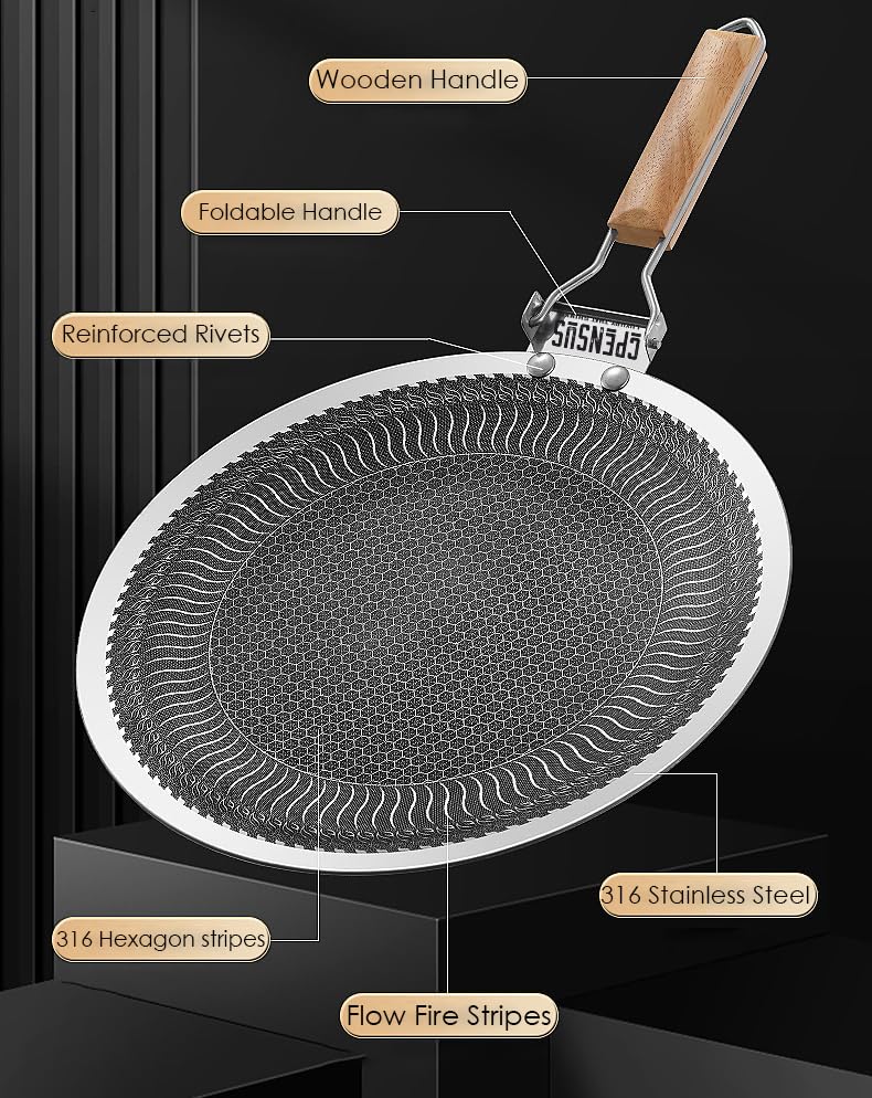 CPENSUS Tawa 2.8mm Thick Triply Stainless Steel Tava for Roti Honeycomb Tawa Cookware Foldable Handle Scratch Resistance with Induction Base 30 CM - Image 2