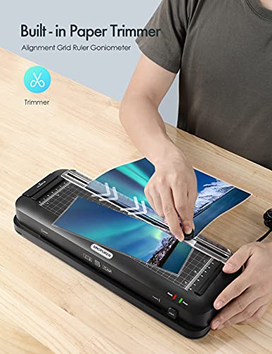 SINOPUREN 9-Inch Laminator Machine for Teachers & Home – All-in-One Jam-Free Laminator with Paper Trimmer, 2-Hole Punch, Corner Rounder, Fast 3-Min Warm-Up, 10 Pouches for School, Crafts & Office - Image 3