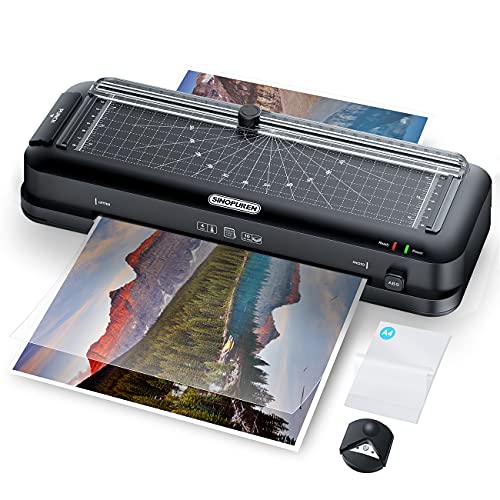 SINOPUREN 9-Inch Laminator Machine for Teachers & Home – All-in-One Jam-Free Laminator with Paper Trimmer, 2-Hole Punch, Corner Rounder, Fast 3-Min Warm-Up, 10 Pouches for School, Crafts & Office - Image 1