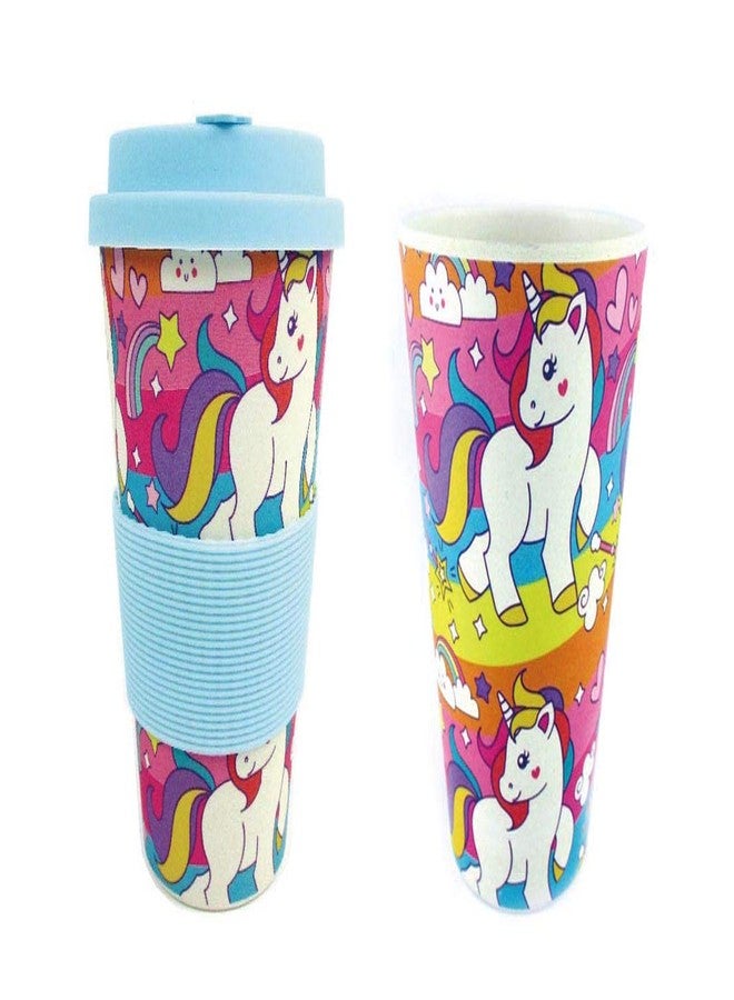 TINYMILLS Eco-Friendly Reusable Plant Fiber Travel Mug with Unicorn Design Gift for Girls Easter Basket Stuffer - Image 1