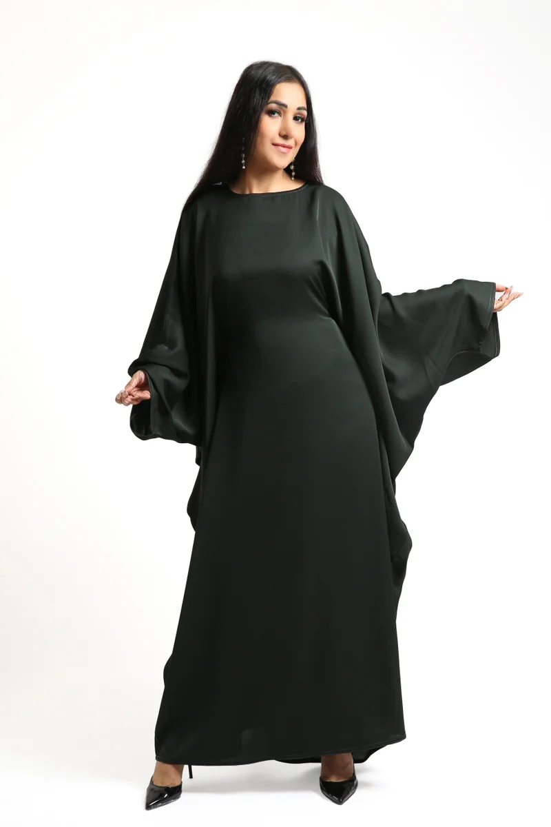 Nikias  Nikias Bottle green Butterfly abaya in nida fabric with elegant look. for Women | Best Price UAE