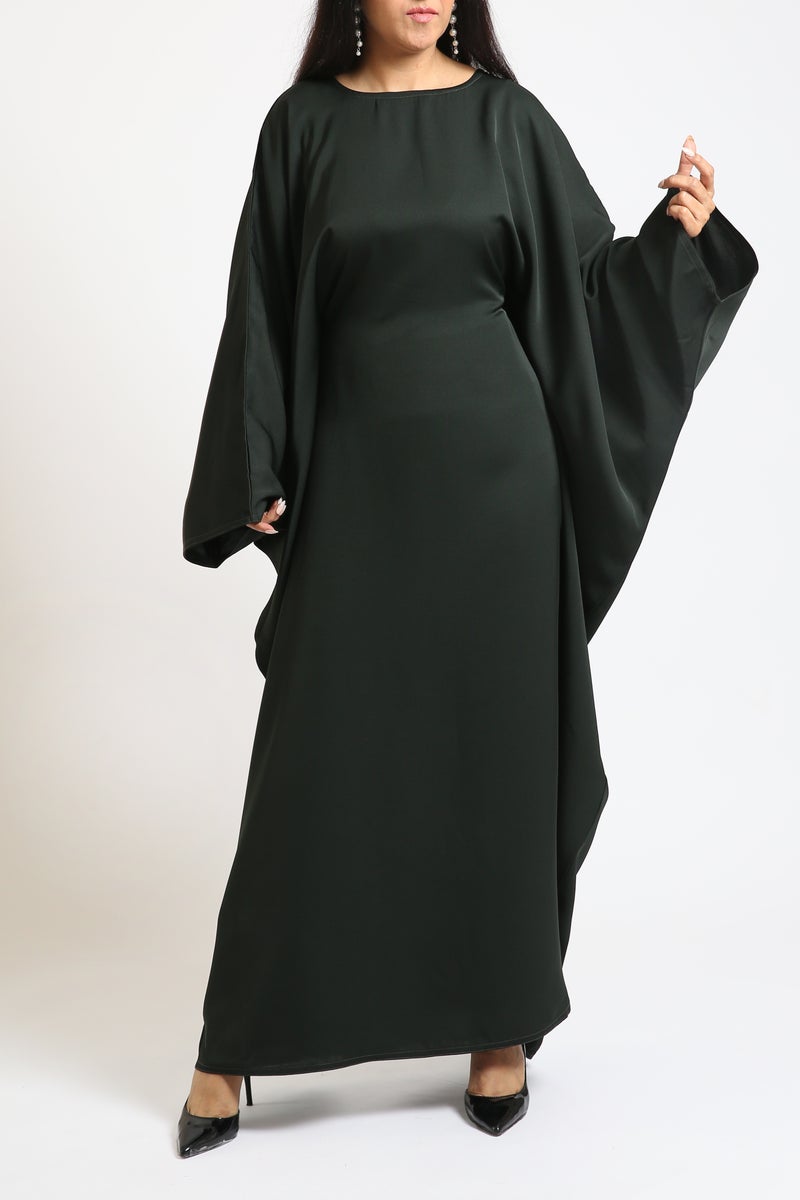 Nikias Bottle green Butterfly abaya in nida fabric with elegant look. - Image 2