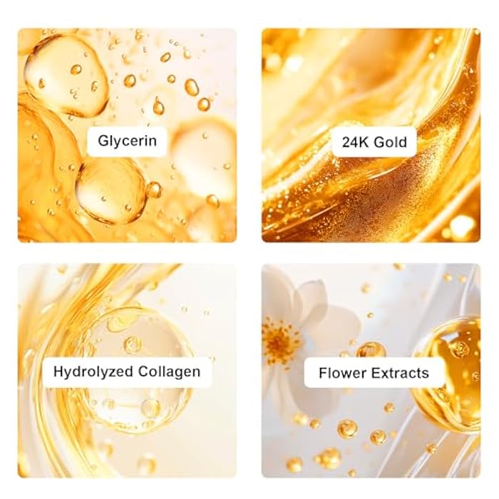 Adofect 15 Pack 24K Gold Crystal Collagen Facial Masks, Face Masks Skincare for Women | Anti-Aging | Reduces Puffiness | Moisturizes | Hydrates | Collagen Mask Set | Suitable for All Skin Types - Image 3