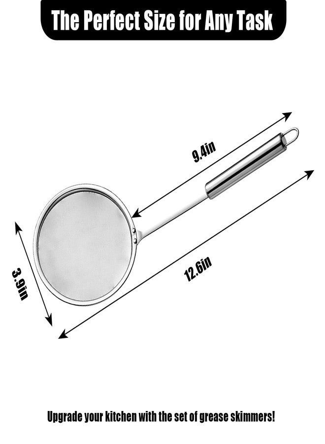 smrtcol Stainless Steel Fat Skimmer Spoon 4”Multi-Functional Fine Mesh Hot Pot Grease Strainer with 9.4” Heat-Resistant Handle For Frying, Soup, Quinoa, Miso - Image 2