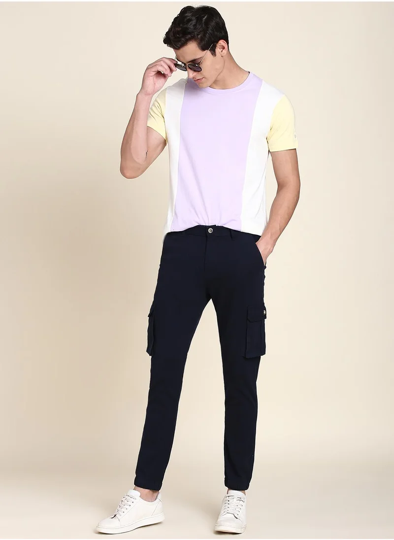 Dennis Lingo Navy Casual Trousers for Men - Slim Fit, Cotton Lycra