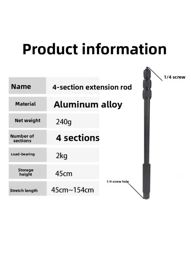 Generic - INS360 Selfie Stick Is Suitable For DJI Feiyu Zhiyun Stabilizer Extension Rod Stabilizer Carbon Fiber Extension Rod-Color:4-section Extension Rod (1/4 Screw) - Image 1